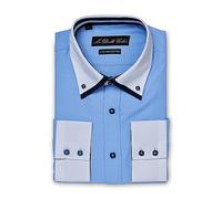 MrDoubleCollar Chemise à double col pour homme - Plusieurs couleurs disponibles, bleu, M