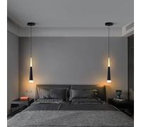 MREGLHUI Lampe Suspension Chambre LED Suspension Chevet,Suspendues Minimalisme Lustre,Lustre Suspension pour Salon Table À Manger Comptoir Hôtel,Design Cylindrique,2 Pièce,Noir,Warm Light