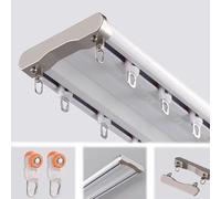 MREGLHUI Tringle À Rideaux Double Résistante, Rail De Plafond, Séparateur De Pièce De Chambre, Rails De Rideaux Silence, Livré Complet avec Suffisamment De Rails Et De Fixations,Blanc,2.8M/9FT