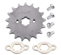 Mrelc Pignon de moteur 428 17T 17 mm - Pignon avant de vélo 17T avec ensemble de plaques de retenue - Compatible avec 428 chaînes - Pièces compatibles avec les fosses à saleté 50, 70, 90, 110, 125 cc et minimotos, VTT, Go Kart