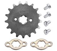 MRELC Pignon de moteur avant de moto 420 17T 17 mm avec plaques de retenue compatible avec 50 cc, 70 cc, 90 cc, 110 cc, 125 cc, 140 cc, 160 cc, mini vélos, VTT, Go Kart