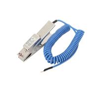 Mreryyse Câble de mise à la terre ESD, pince de mise à la terre avec câble spiralé de 5m & alarme sonore et lumineuse, Outil de Suppression de l'Électricité Statique, Acier Inoxydable 304, Bleu