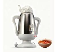 Mreryyse Turque électrique 1800W, théière en Acier Inoxydable 2.5 L, théière en céramique 1 L, Samovar électrique, avec Fonction de Maintien au Chaud & Protection contre le fonctionnement à sec, Blanc