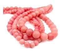 MRESXT Perles en Pierre d'agates et de jades de 4, 6, 8 et 10 mm, Perles Rondes en Vrac pour la Fabrication de Bijoux, Bracelets, Colliers, DIY - Rhodochrosite - 4 mm (88 à 93 pièces)