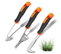 MRFuYtng Désherbeur manuel en acier inoxydable amélioré avec poignée en caoutchouc souple | Extracteur de mauvaises herbes manuel avec fonction d'élimination des racines - Désherbeur à 4 dents pour