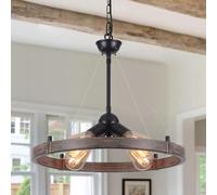 MRHYSWD Lustre Industriel En Roue De Chariot, 4 Lumières Suspension Industrielle Noir Luminaire Plafonnier Vintage Lustre Industrial Pour Salon Cuisine Couloir Chambre à Coucher, Réglable En Hauteur