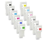 MRHZKE Cartouches d'encre Rechargeables, Paquet de 8 ou 12, compatibles PFI-306, Compatible avec imprimantes des séries IPF8400 et IPF9400, sans Puce(12Color Without Chip)