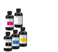 MRHZKE Encre de polymérisation LED 250ML x 5, Compatible avec Les têtes d'impression Compatible avec Coque de téléphone, Impression sur Verre et métal(5 Bottle - Hard Type)