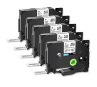 MRHZKE Paquet de 5 Rubans adhésifs puissants compatibles avec TZE-S211, 6mm, Noir sur Blanc, Compatible avec imprimantes d'étiquettes PT-1000