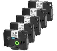 MRHZKE Paquet de 5 Rubans d'étiquettes laminés Flexibles Compatible avec TZe-FX251 24mm Noir sur Blanc Compatible avec imprimante PT-1400