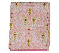 Mrida Weave Couvre-lit Kantha fait à la main - Couvre-lit en coton imprimé Ikkat - Literie Kantha vintage bohème - Doux, léger et respectueux de l'environnement - Lot de 1 lit double 228,6 x 274,3 cm