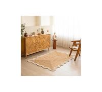 Mrida Weave Tapis de sol tissé à la main en jute naturelle écologique avec double bordure blanche pour décoration d'intérieur, cuisine, entrée, 79 x 213 cm