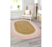Mrida Weave Tapis ovale de 2,4 x 3,3 m en jute naturelle - Tapis tissé à la main - Tapis rustique bohème respectueux de l'environnement, durable et respectueux des animaux domestiques pour salon