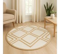 Mrida Weave Tapis rectangulaire tressé à la main en jute naturelle avec boîte blanche - 213 cm x 213 cm - Rond - Pour salon, chambre à coucher, salle à manger, couloir et entrée