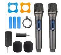 MRiiVE Microphone sans fil 2 canaux UHF professionnel microphone portable pour fêtes karaoké spectacles professionnels dans l'église (de 1 à 2)
