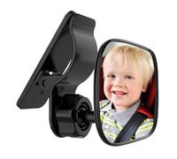 MriiVox Miroir Voiture Bébé, Bébé Vue Arrière Miroir Avec Clip Rotation à 360°, Réglable Incassable Miroir Bebe Voiture, Bébé Rétroviseur Sécurité pour Bébé Compatible avec Plupart Véhicules, Noir
