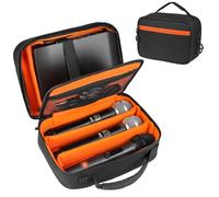 MRINCA Étui de microphone sans fil à 3 emplacements, sac de transport pour microphones jusqu'à 24,9 cm, boîtier de microphone pour microphones et récepteur de canaux, sac uniquement