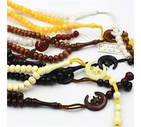 Mrisata 99 Perles Perles de Prière Musulmanes, Bracelet de de Boulier Chapelet Islamique en Résine avec un Design Léger et Confortable, pour les Cadeaux de L'Aïd Al-Fitr Ra (Marron clair)
