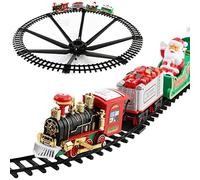 Mrisata Coffret de Train de Noël avec Lumières et Sons, Wagon électrique | Mini Train de Noël pour Enfants, en Plastique ABS, alimenté par Batterie, Longueur de Piste de 276 Cm, Décoration Festive