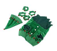 Mrisata Costume de Noël pour Chien, Tenue de Cosplay en Velours doré Doux avec Fermeture à Bouton et éléments D'elfe Mignons, pour Chiens de Petite et Moyenne Taille pour Les Fête (XL)