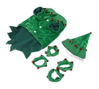 Mrisata Costume de Noël pour Chien, Tenue de Cosplay en Velours doré Doux avec Fermeture à Bouton et éléments D'elfe Mignons, pour Chiens de Petite et Moyenne Taille pour Les Fête (S)