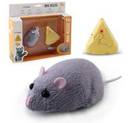 Mrisata Jouet Souris télécommandé, Jouet en Peluche Réaliste pour Chat avec Lumières Clignotantes et Son, pour Jeu Interactif et Entraînement (Violet Clair)