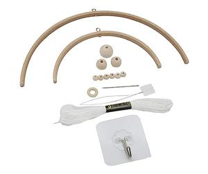 Mrisata Kit de Bricolage Mobile pour bébé, Cadre en Bois pour Chambre D'enfant, Cloche de Lit Mobile, Carillon à Vent au Plafond, Ornements de Cadre à Suspendre, Kit Fait à la Mai (B)