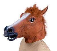 Mrisata Masque en Caoutchouc à Tête de Cheval, Halloween Brown Horse Horse Chorse Bandband Band Band, Fun Latex Horse Face Performance Performas, Adult Children's Funny Animal Head (Brun)