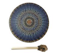 Mrisata Tambour Chaman avec Bâton de Tambour, à Main de Feu Végétarien | Cadre en Cuir et Polyester fabriqué à la Main, Jeu Facile avec un Marteau en Bois, Massage Sonore de Guérison pour la