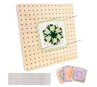 Mritrit 20cm Planche de Blocage Granny Square en Bois Écologique, Planch Blocag Crochet avec 8 Broches Acier Inox, Bloquer Carrés Granny pour Tricot & Projets Créatifs
