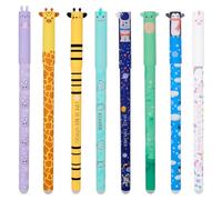Mritrit 8 Couleurs Stylos Animaux Mignons à Encre Thermosensible, Stylos à Encre Gel Effaçables avec Pointe de 0,5 mm pour Amateurs de Papeterie