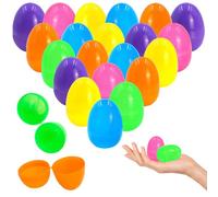 Mritrit Lot de 28 œufs de Pâques vides en Plastique à remplir, 6 x 4 cm, œufs géants à remplir pour Surprises à Faire soi-même, Prix de Chasse aux œufs de Pâques, paniers de Noël, décorations de fête