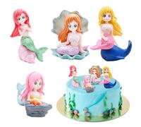 Mritrit Lot de 4 Pièces Mini Figurine Sirène pour Décoration Gâteau Anniversaire, Petit Figurines Sirène pour Toppers Océan Thème, Aquarium et Fêtes