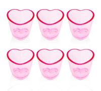 Mritrit Lot de 6 Verres à Shot Cœur Plastique, Rose Soju Verre pour Anniversaire et Saint-Valentin, 45 ml Petit Verre à Liqueur Reutilisable pour Chariot de Bar