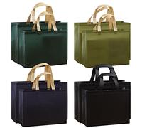 Mritrit Lot de 8 Sac Cadeau Reutilisable 40 cm/32 cm, Sacs Cadeaux en Non Tisse avec Poignées pour NoëL, Mariage, Anniversaire, Courses (M/L 4 Couleurs)