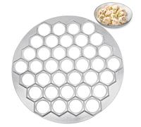 Mritrit Moule à Pelmeni 37 Trous, Appareil à Raviolis 2 en 1, Ustensile de Cuisine en Aluminium pour Raviolis, Wontons, Baozi, Raviolis ou Samosas, Moule AntiadhéSif, Presse à Raviolis Russe (Argent)
