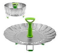Mritrit Moule à vapeur en acier inoxydable pour cuisson, 17,8-27,9 cm Bateau vapeur à légumes extensible pour casseroles, poêles, autocuiseurs, moule à vapeur pliable multifonction pour aliments