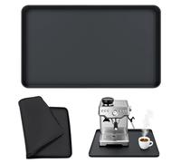 Mritrit Tapis de machine à café en silicone de 45,7 x 27,9 cm avec bords surélevés, accessoires antidérapants pour machines à café automatiques, comptoir de cuisine et appareils électroménagers (noir)