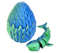 Mritrit Œuf de Requin Articulé, Oeuf de Dragon Imprimé en 3D Shark Jouet et Décoration Maison (8x6 cm, Bleu-Vert), Cadeau Créative pour Enfants et Adultes