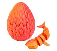 Mritrit Œuf de Requin Articulé, Oeuf de Dragon Imprimé en 3D Shark Jouet et Décoration Maison (8x6 cm, Rouge-Or), Cadeau Créative pour Enfants et Adultes
