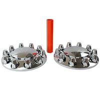 MRJLK Ensemble Complet de Cache-essieux en ABS chromé avec Cache-moyeux Standard et Cache-écrous de Roue à Visser de 33 mm pour Semi-camions (2 Avant)