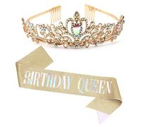 Mrkeung Anniversaire Couronne Tiare pour Femmes Bijoux Princesse Reine Bandeau Roi Accessoires Fête De Mariage - 279, Taglia unica, Cristal, Cristal