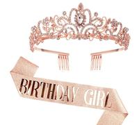 Mrkeung Diadème d'anniversaire pour femme bijoux princesse reine écharpe roi serre-tête accessoires de fête de mariage - 280, taille unique, Cristal, Cristal