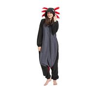 mrkrer Pyjama animal pour femme adulte Halloween Cosplay Costume à capuche Vêtement de détente, Axolotl noir-rouge, L