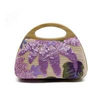 MRKU Anses de Sac en Bois, Accessoires de Sac à Main, Loisirs créatifs, Broderie, Broderie de soirée de Luxe pour Femmes, Style Vintage à Paillettes