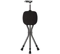 MRKU Canne de Marche antidérapante avec siège, Chaise, Canne, Vieil Homme avec Lampe, Assis, plié, Multifonction, Beau Paysage