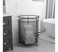 MRKU Panier à Linge Pliable en métal à roulettes, Rangement ménager, Panier en Filet Durable et Robuste, Finition sans bavures, Peinture Cuite à Haute température