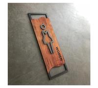 MRKU Signalisation des Toilettes, Chambre à Coucher, Salle de Bain, Porte, Plaque d'immatriculation de Maison en Imitation Bois, Autocollant Mural pour Toilettes