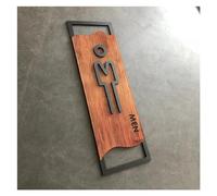 MRKU Signalisation des Toilettes, Chambre à Coucher, Salle de Bain, Porte, Plaque d'immatriculation de Maison en Imitation Bois, Autocollant Mural pour Toilettes