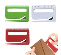 Mrltau 3 Pcs Ouvre-Lettre 3-en-1 avec Règle et Loupe, Coupe-Feuille, Outil Efficace pour Couper la Poste et Le Papier (Rouge+Bleu+Blanc)